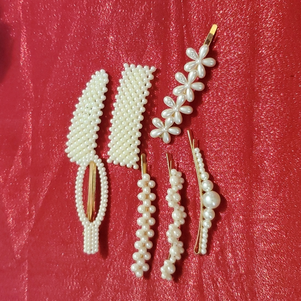 Faux pearl hair clip set of 7